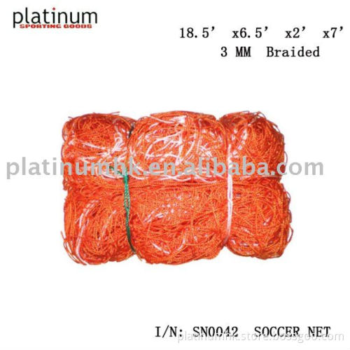 soccer net(SN0042,18.5''x6.5'x2'x7',3mm Braided net)